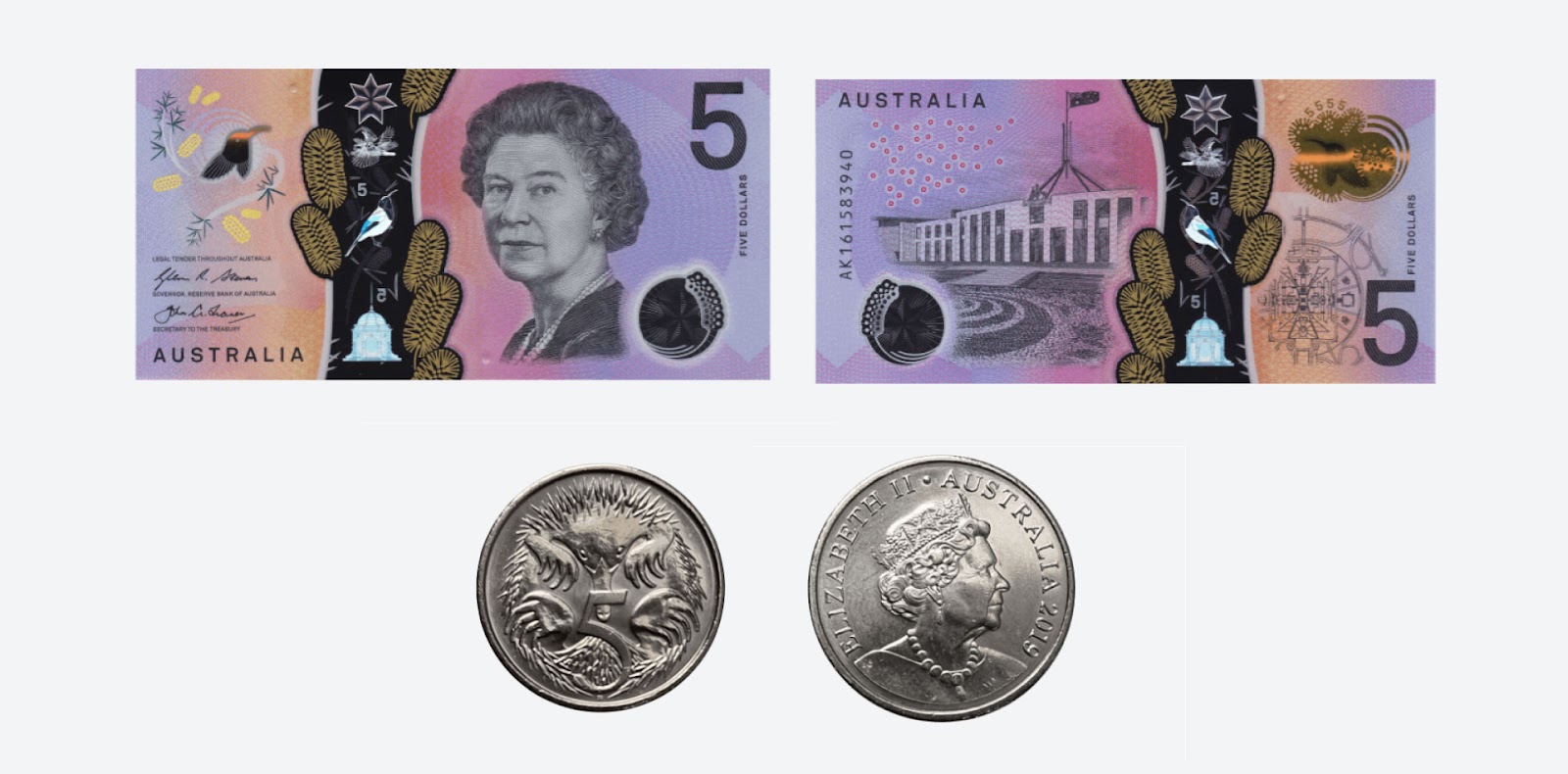 Características de las monedas y billetes australianos