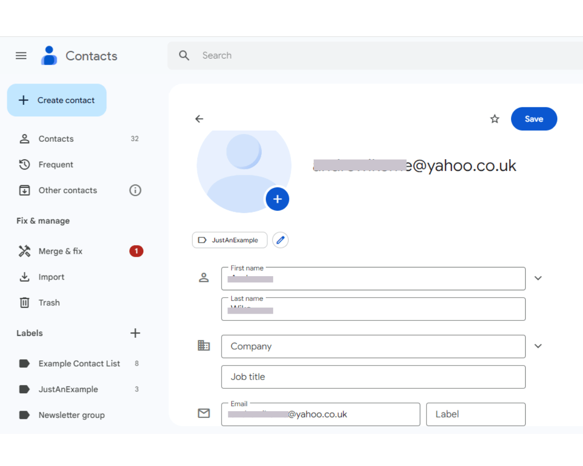 How to edit contacts in Gmail: When the Edit window opens, enter the contact's information and click Save
