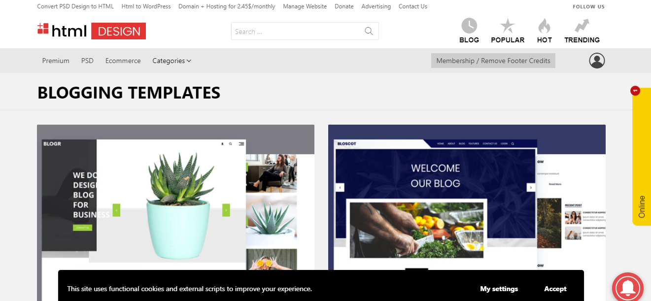 HTML.Design for simple HTML blog templates