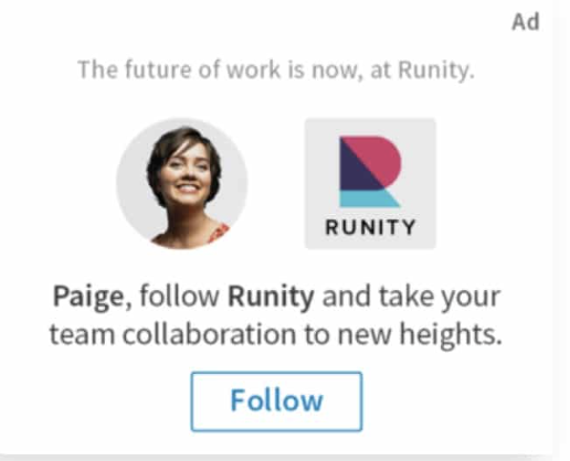 RUNITY LinkedIn Follower Ad