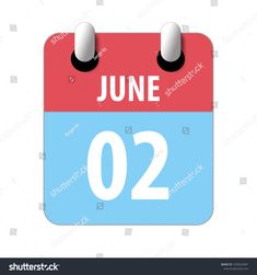 This contain an image of  a blue and red calendar with the date on it, june 2012 in white background