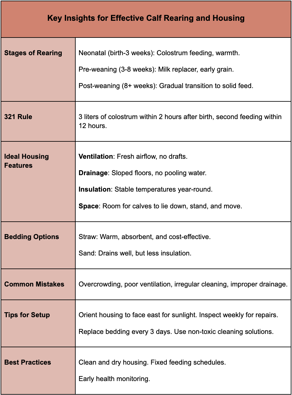 calf rearing tips