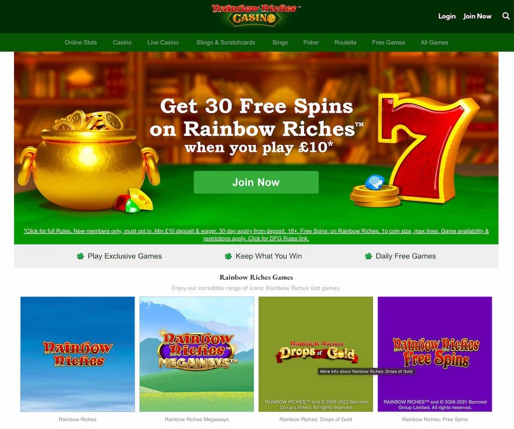 Rainbow Riches Casino review - JackpotJoy sister sites 