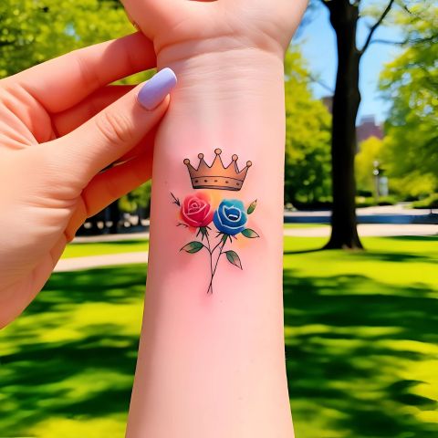 Rose and Crown Tattoo