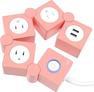 Pink adjustable block power strip gift for coworker.