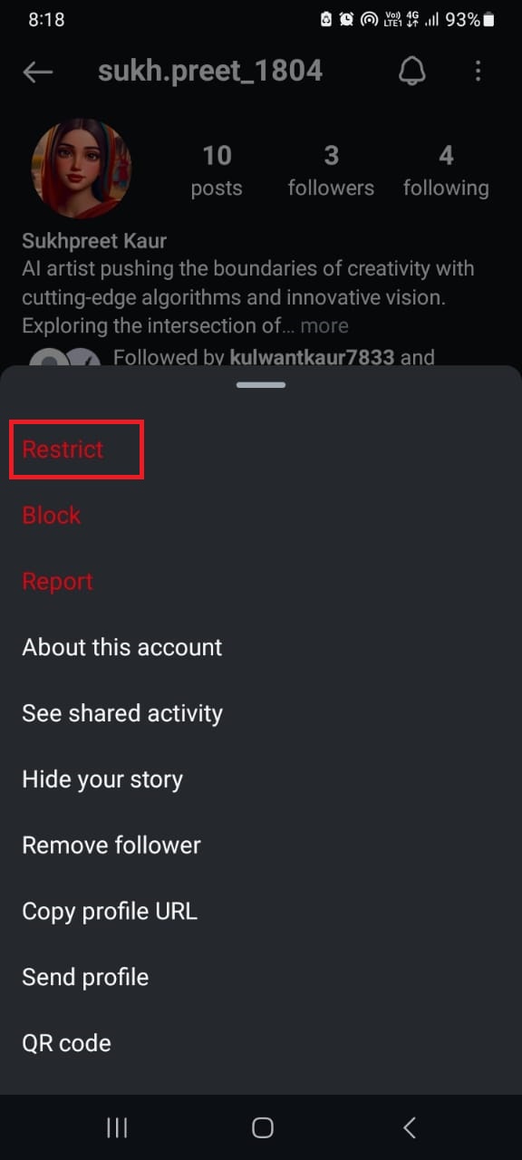 Tap on Restrict