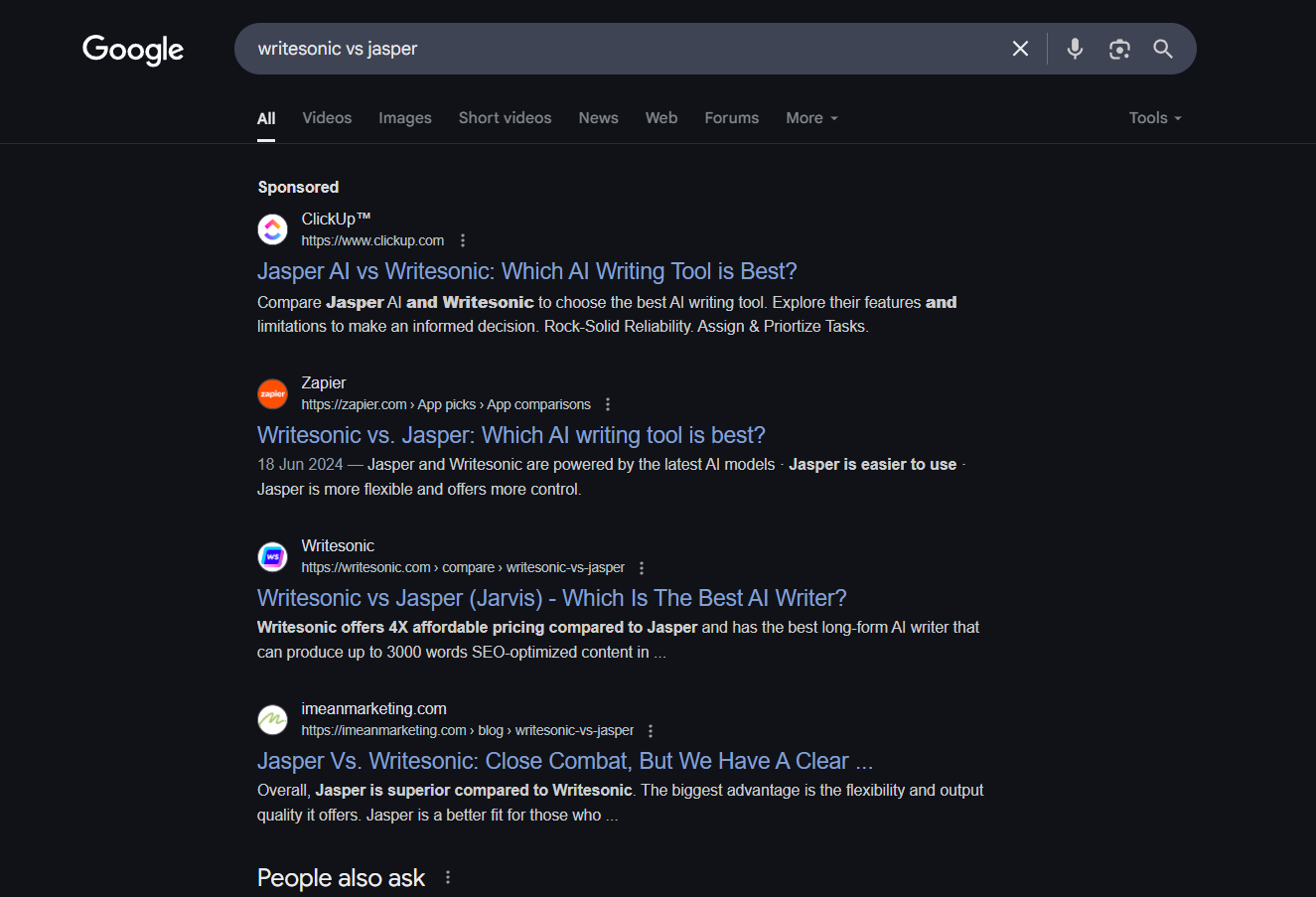 The SERP for a commercial intent keyword