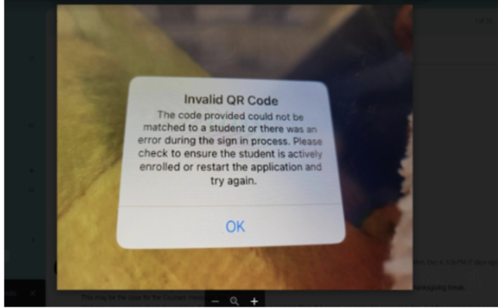 Invalid QR Code box