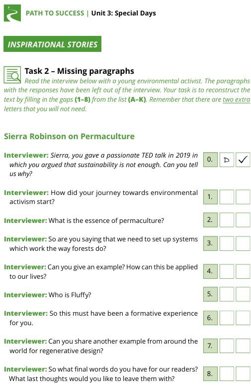 A questionnaire with green squaresDescription automatically generated