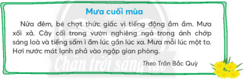 BÀI 4: MÙA ĐÔNG Ở VÙNG CAOKHỞI ĐỘNGCâu hỏi: Nói với bạn về những hình ảnh em thấy trong bức tranh.Giải nhanh:Đồi hoa tam giác mạch  vào mùa đông, có hai người phụ nữ đang deo gùi trên vai và người đần ông đang đứng trên đồi hoa.Câu 1: Đọc:a. Bài đọc nói về mùa nào? Ở đâu?b. Các sự vật ở đoạn 2 thay đổi như thế nào khi mùa đông đến?c. Câu văn  Cỏ không mọc nổi nhưng tam giác mạch thì nảy mầm lên xanh mướt.