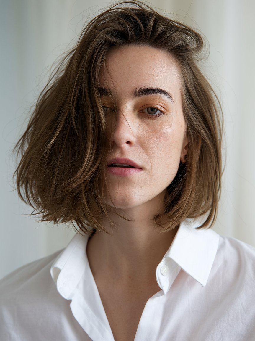 19. Chin-Length Messy Asymmetrical Bob