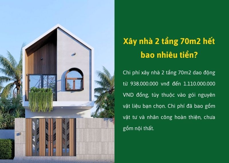 Xây nhà 2 tầng 70m2 hết bao nhiêu tiền Xây dựng Nhất Tín