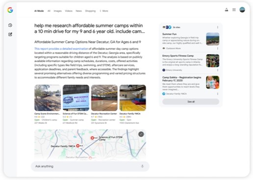 Screenshot of Google AI Mode Deep Search