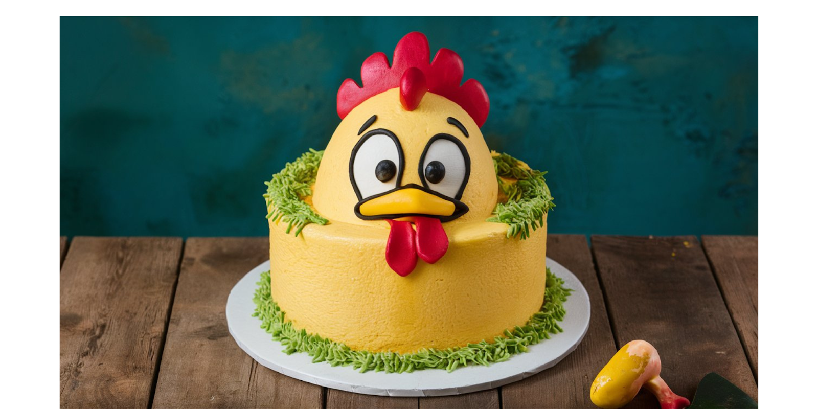 Comic Chicken Cake Design 