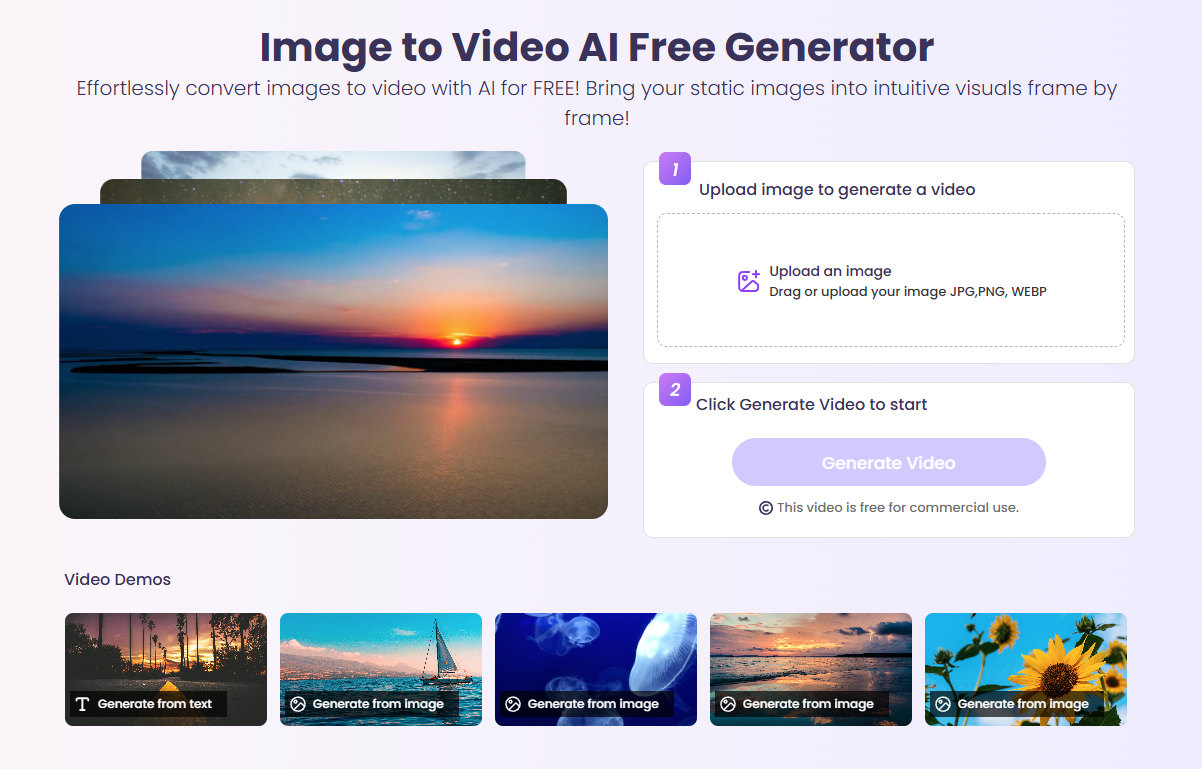 Convert Static Photo to Vivid Video with AI - 100% Free