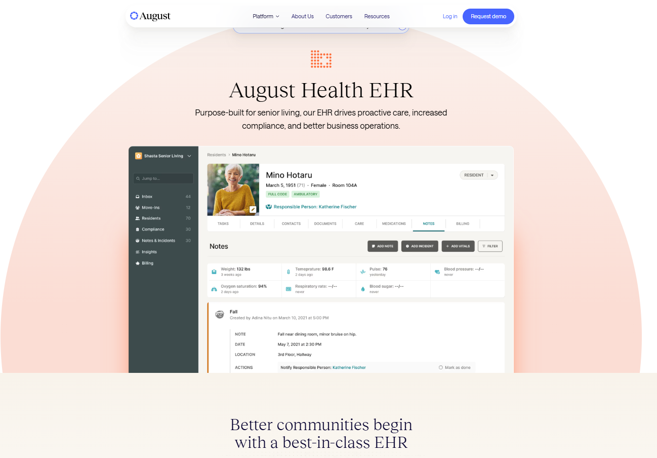 August Health's landing page