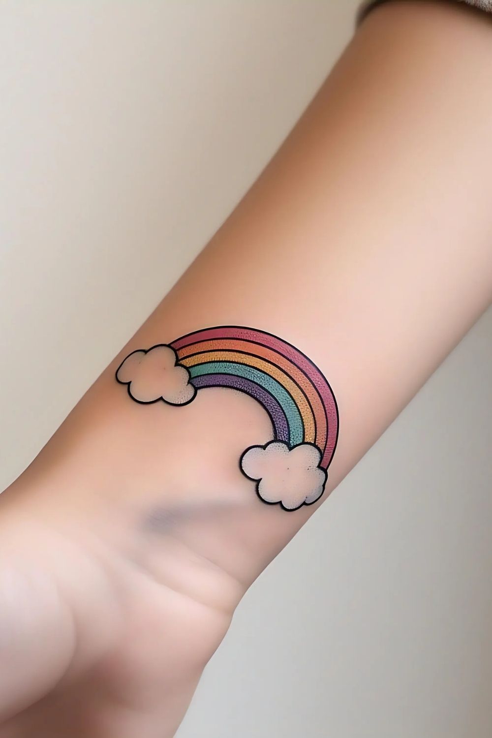 Cloud Tattoo with a Rainbow Wrist