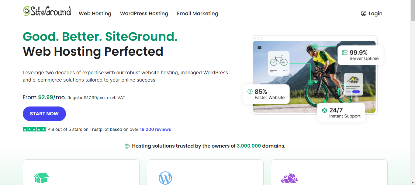 a screenshot of siteground.com