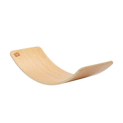 Wooden balance board toy designed to help children develop balance, coordination, and core strength through active play