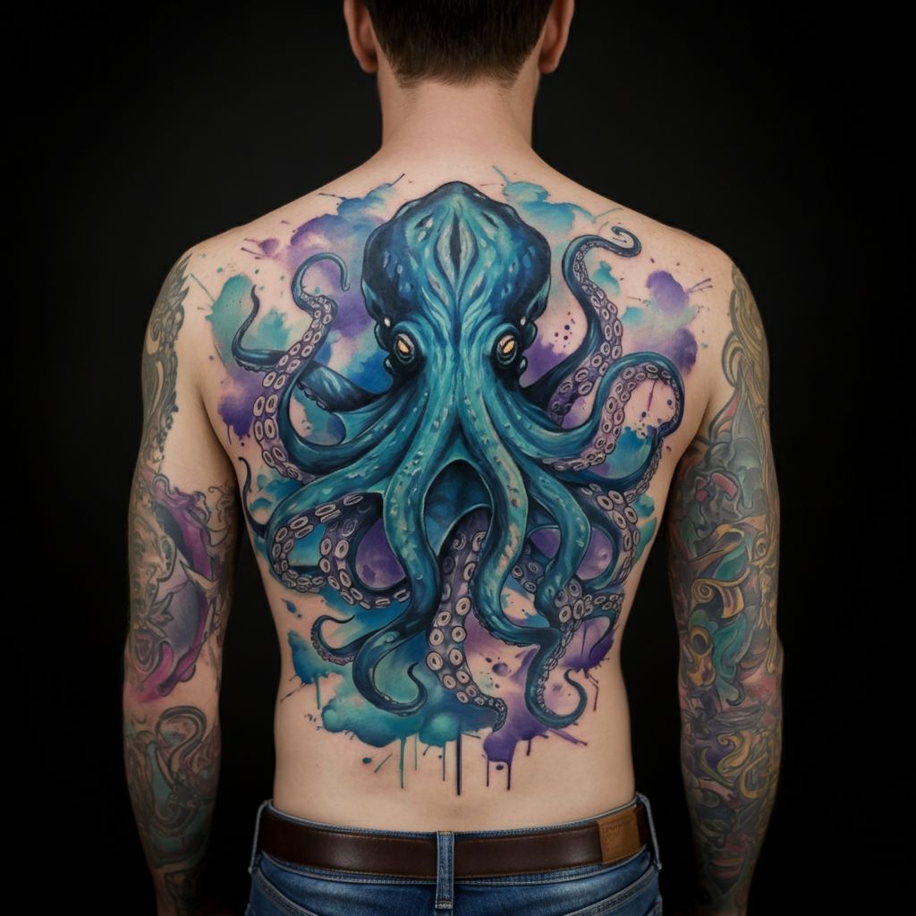 Kraken Tattoo on back