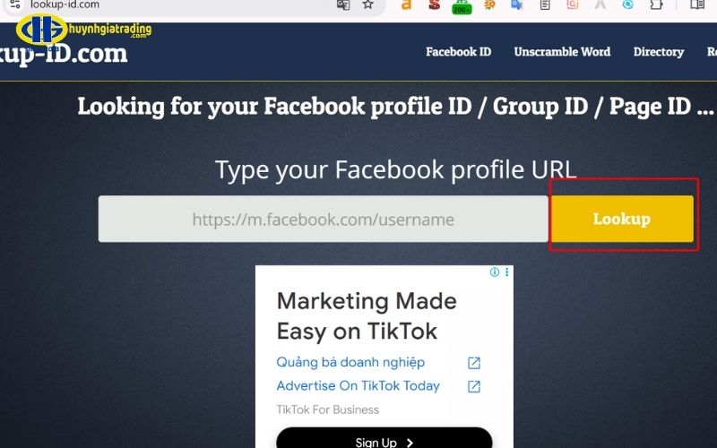 Tìm ID Facebook online bằng Lookup-ID