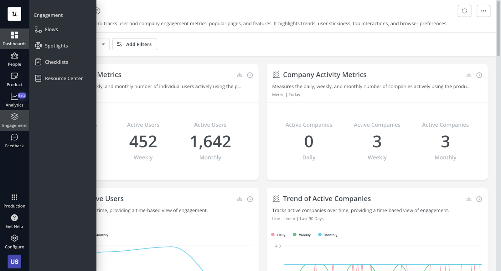 Screenshot showing Userpilot's dashboard