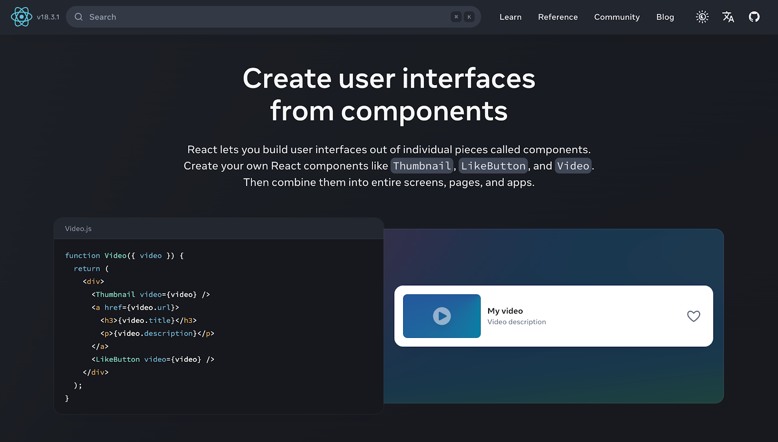 React interface