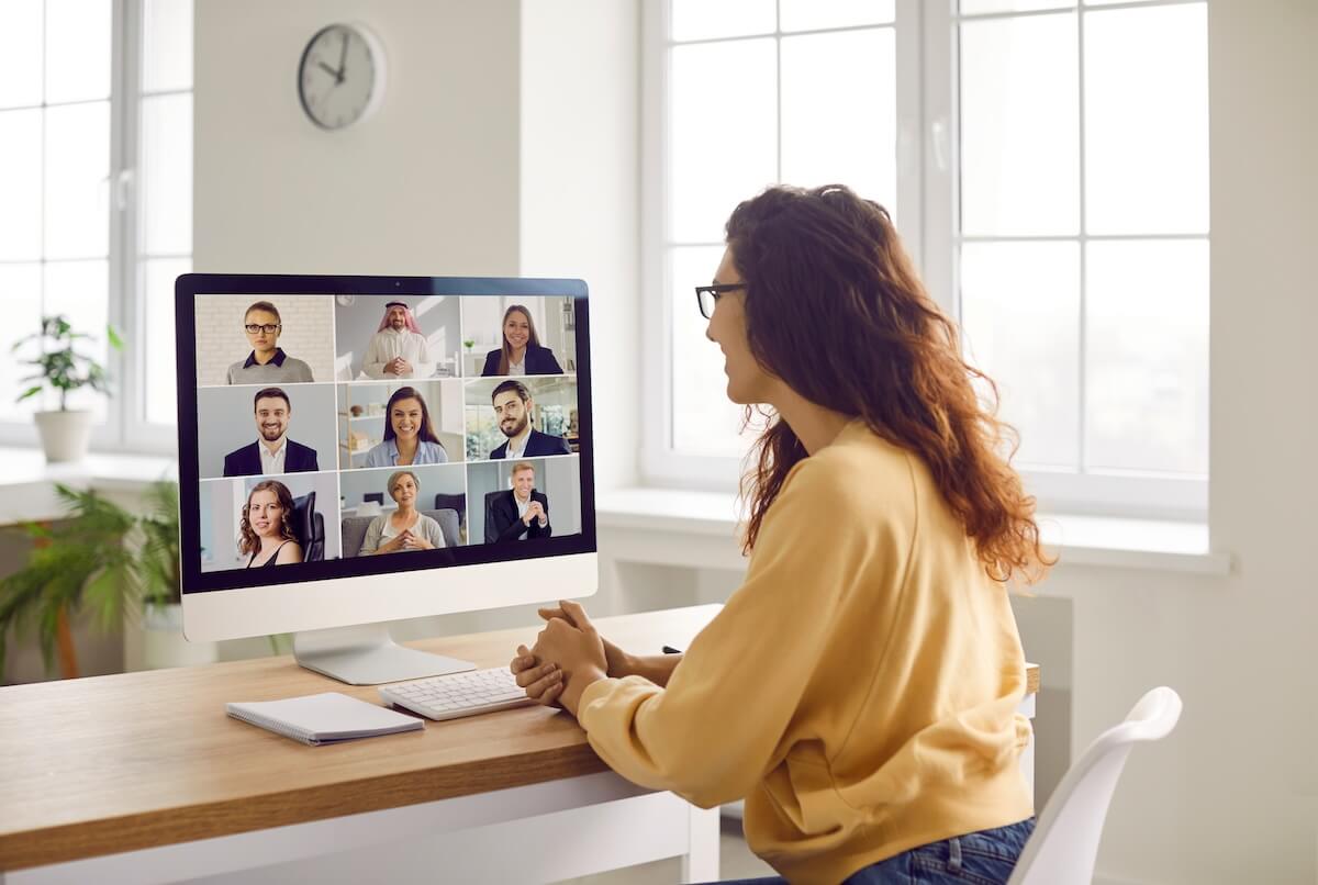 How does leave of absence work: employee having a video call with her team