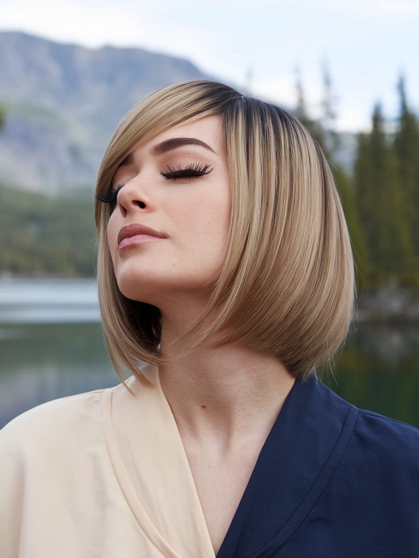 23. Center-Parted Sleek Bob