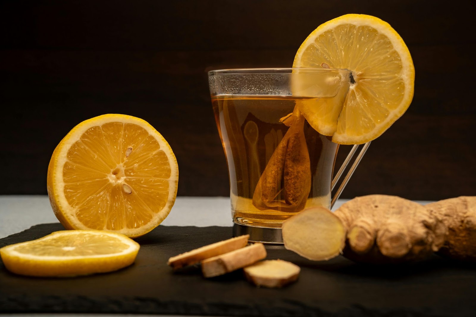 Lemon Ginger Tea with Fresh Ingredients