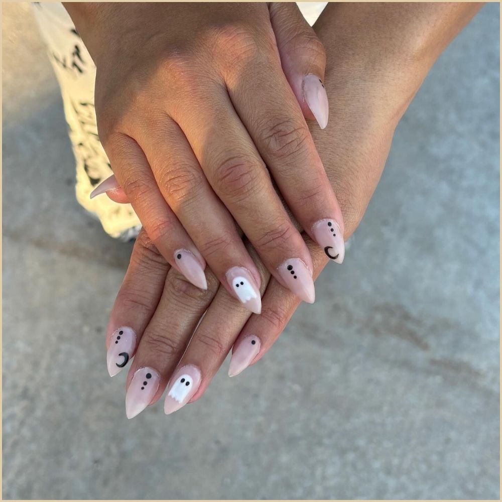 Close up of nails with spooky nails having Simple Spooky Nails