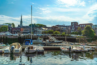 Boats on the water in the harbor, Camden, Maine.