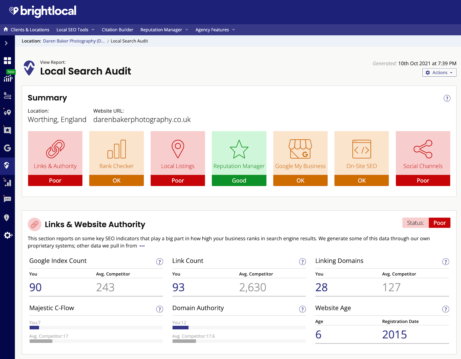 BrightLocal Local SEO Auditing