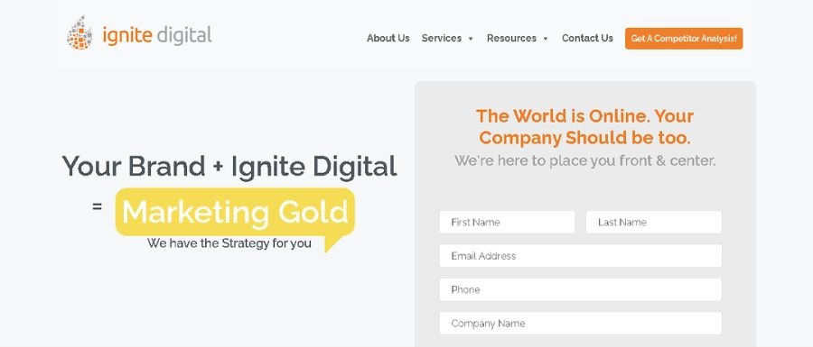 Screenshot of Ignite Digital website