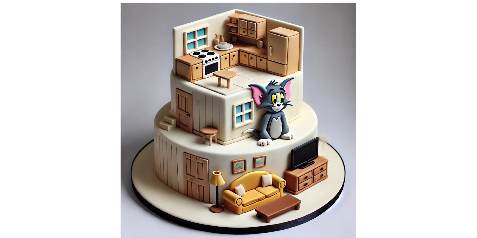 Action-Packed Tom and Jerry Cake Design 