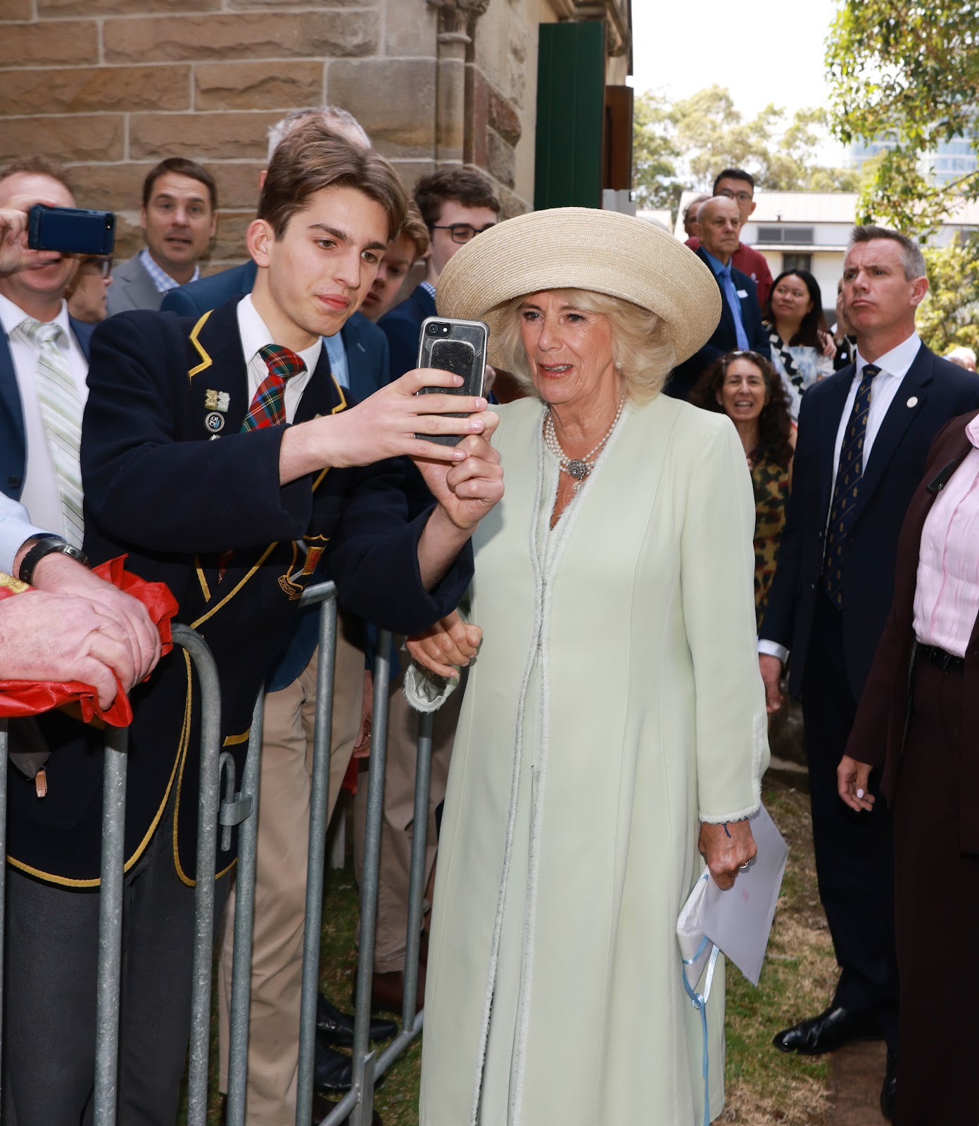 Queen Camilla greets supporters at St. Thomas's Anglican Church on October 20, 2024, in Sydney, Australia. | Source: Getty Images