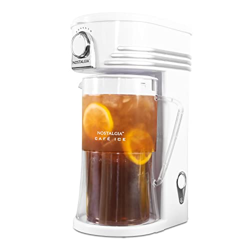 Nostalgia 3-Quart Iced Tea & Coffee Brewing System With Double-Insulated Pitcher, Strength Selector & Infuser Chamber, Also Perfect For Lattes, Lemonade, Flavored Water, White