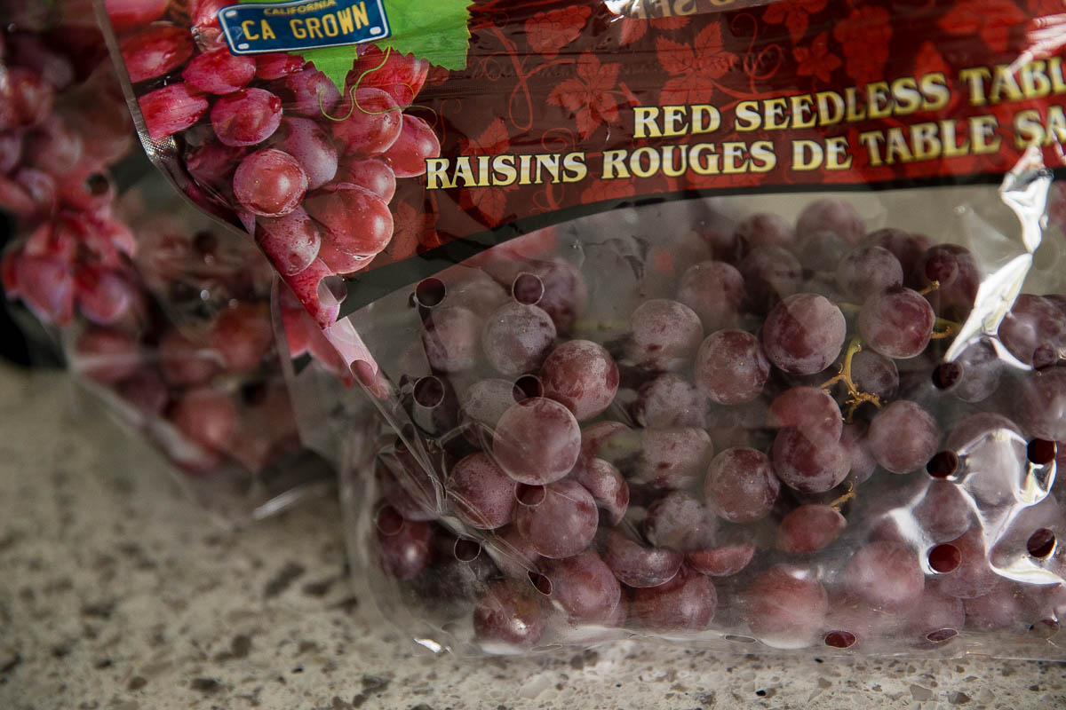 Meal prep vacuum sealed grapes for child's school lunch