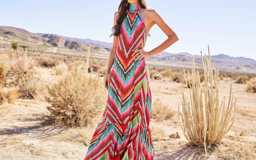 Saulsalito Multicolor Halter Maxi Dress