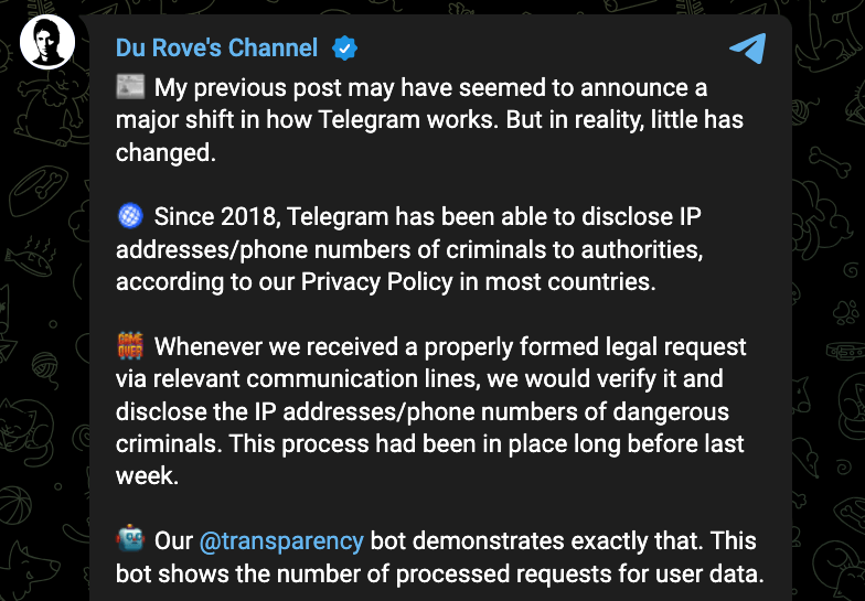 Telegram Admitted to Disclosing User Information Since 2018!