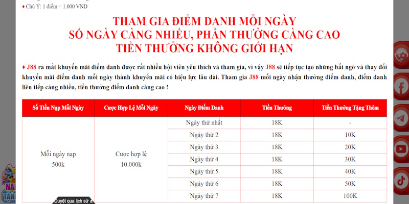 Thực hiện điểm danh nhận ưu đãi 18K