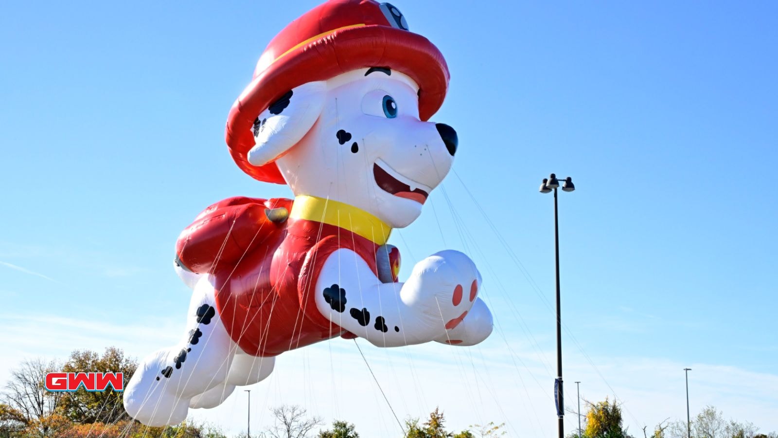 Paw Patrol’s Marshall balloon floats high during Macy's parade.