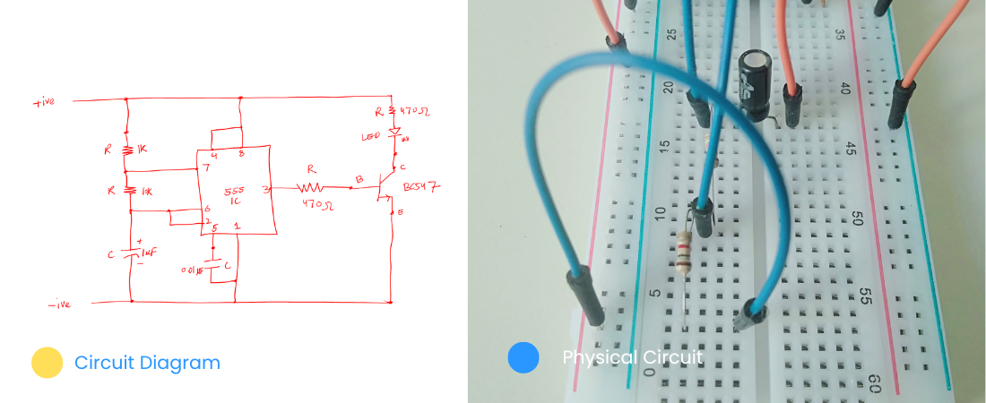 Flashing LED complete circuit