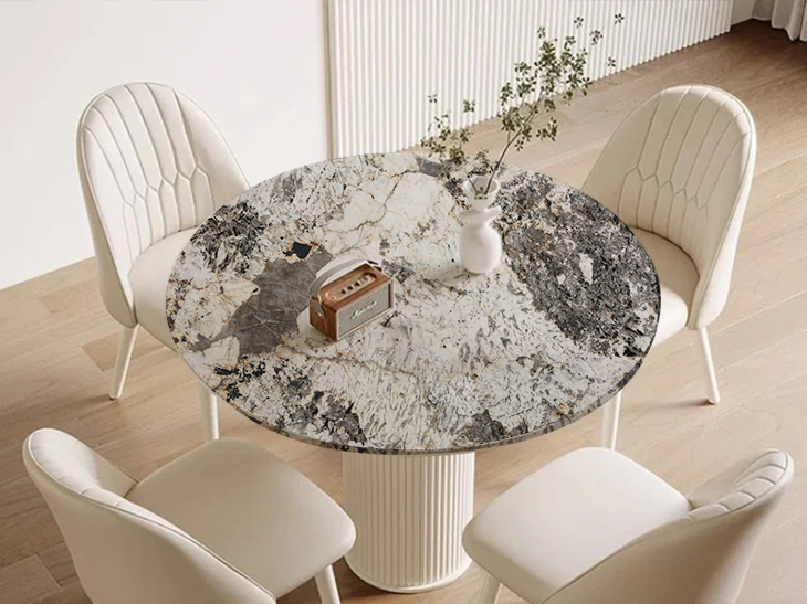 Alaska white marble in dining area