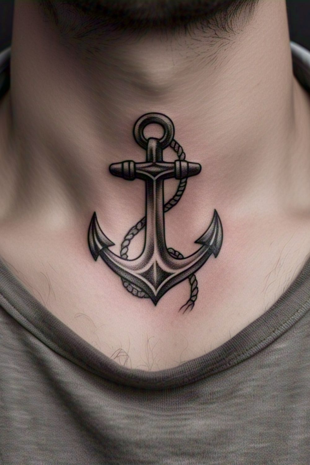 Anchor Throat Tattoo