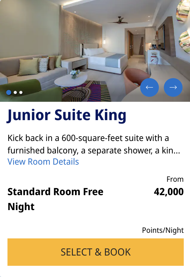 Junior Suite King booked on points