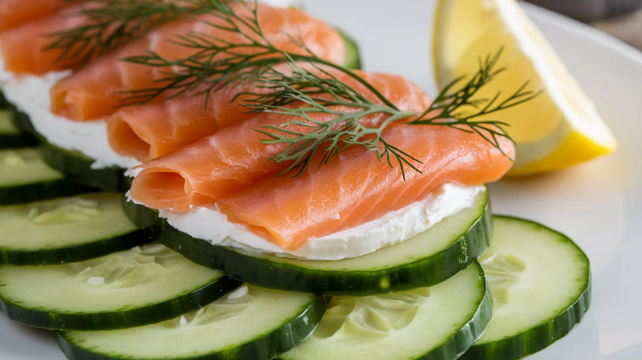 Chatelaine Smoked Salmon Roll on Cucumber Recipe