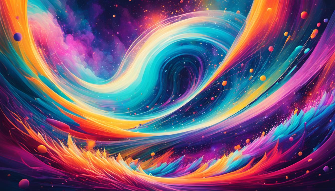 A visualization of the invisible forces behind manifesting, featuring vibrant colors blending together in a cosmic dance.