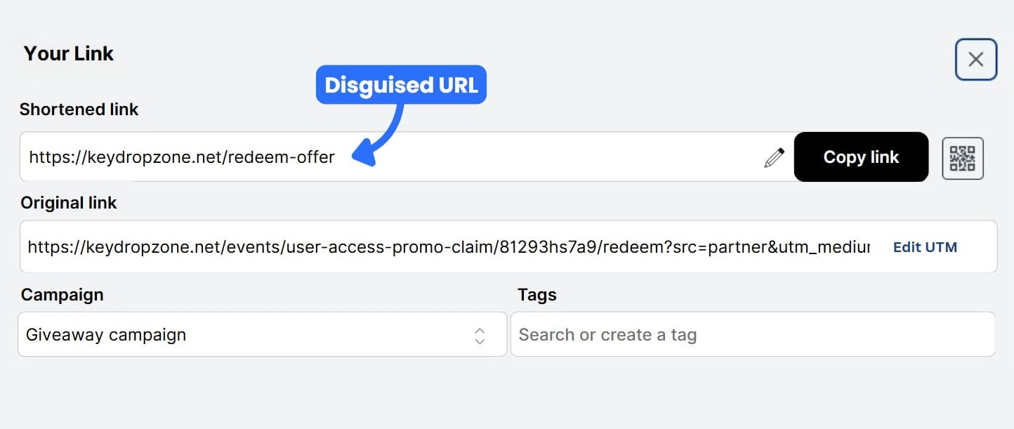 Creating a disguised URL in Replug