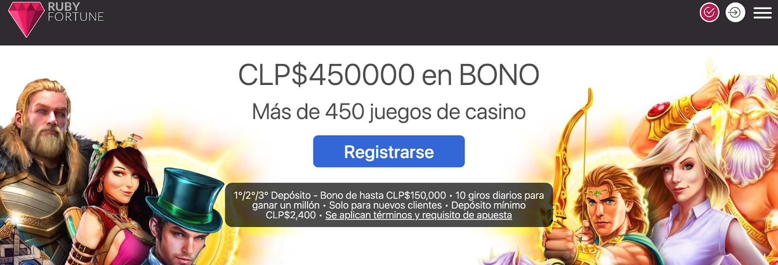 Página de inicio de Ruby Fortune Chile